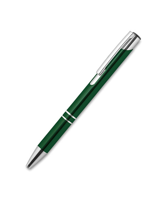 Corporate ballpoint pen made of shiny aluminium