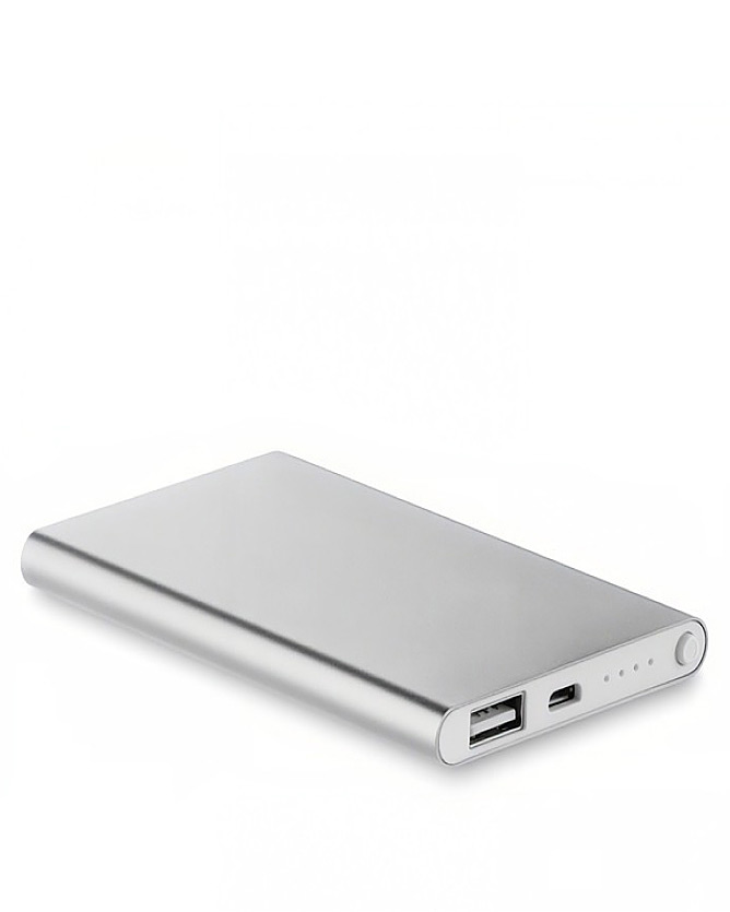 Flat power bank made of aluminium, 4,000 mAh