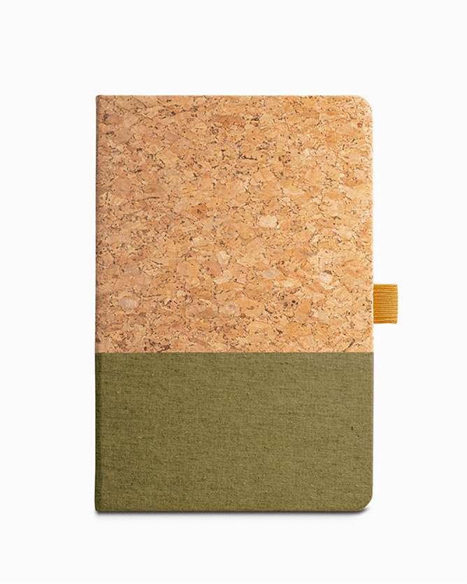 Sustainable lined A5 notebook with cork