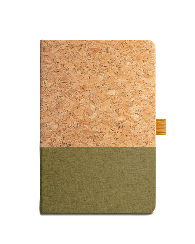 Sustainable lined A5 notebook with cork