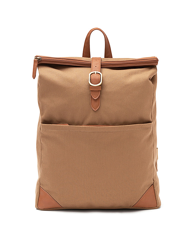 Recycled polyester laptop backpack with buckle closure