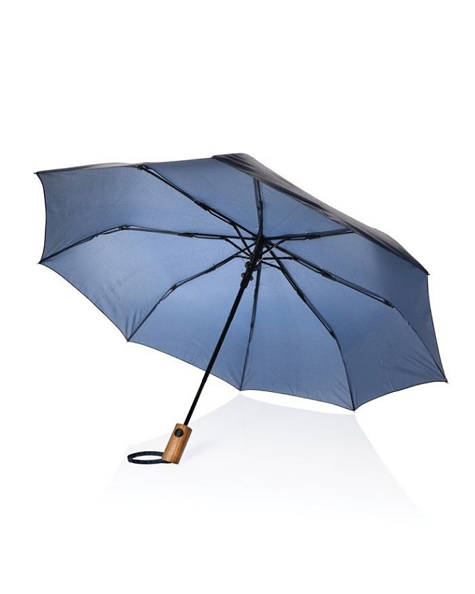 Compact automatic RPET umbrella with wooden handle, Ø97 cm