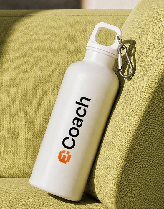 White branded corporate gift water bottle for employees and staff