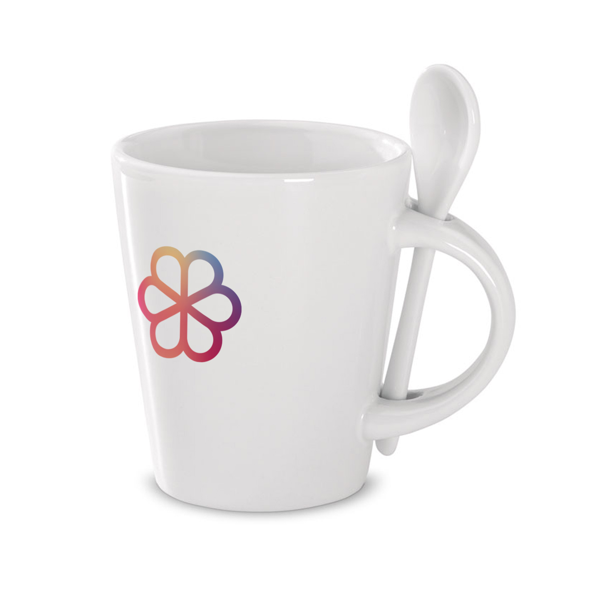 Ceramic mug with spoon for sublimation, 300 ml