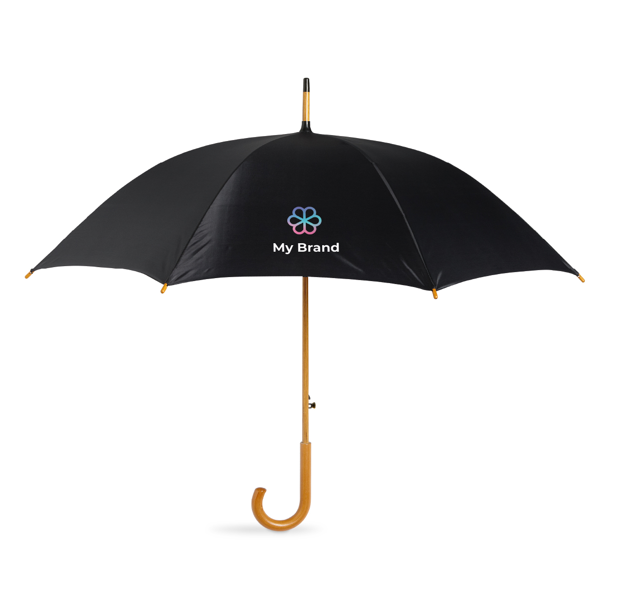 Automatic umbrella with pole, tips and crown of wood, Ø 104