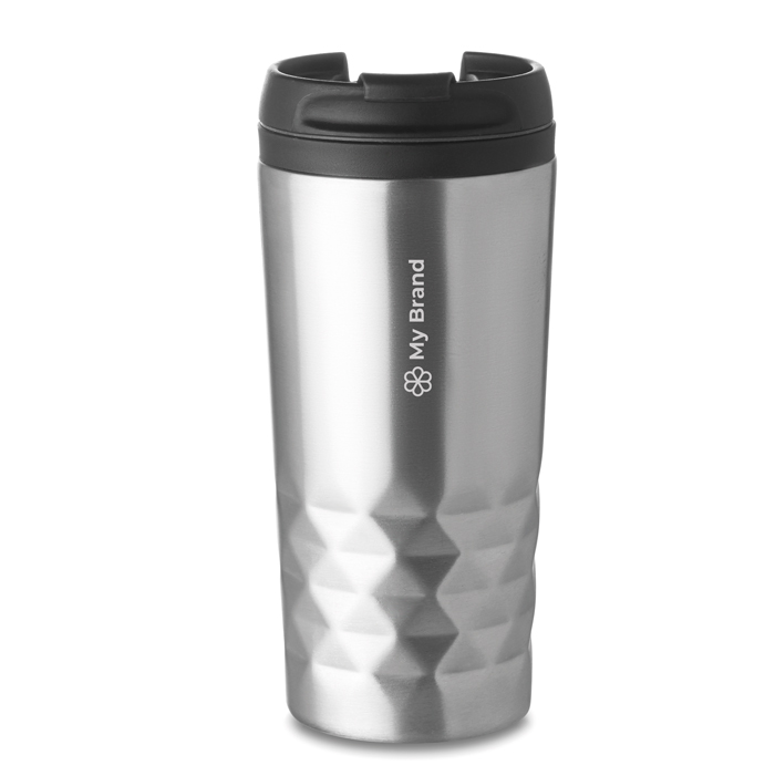 Have a thermos mug engraved in a geometric design, 280 ml
