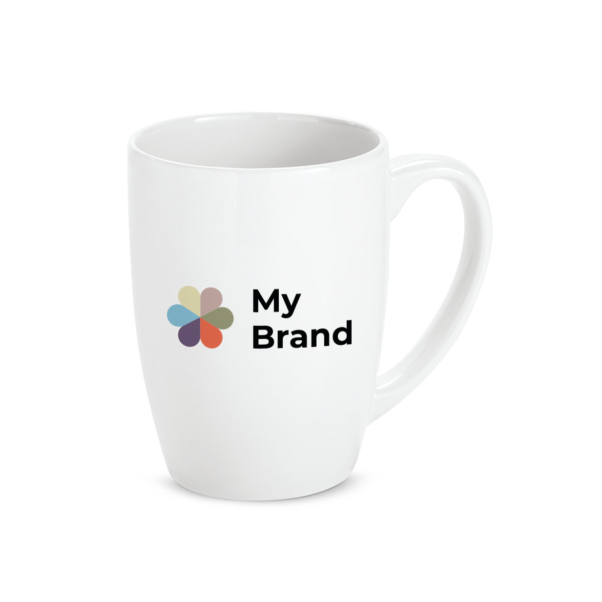 Promotional white ceramic mug with trendy design, 350 ml