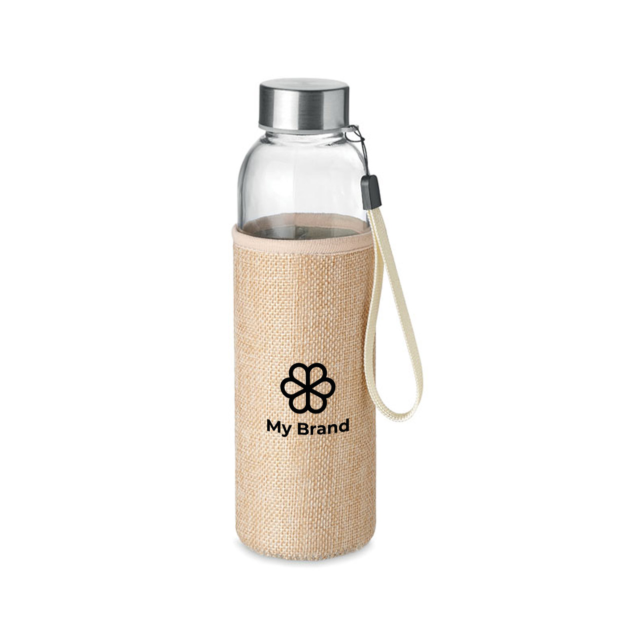 Leak-proof drinking bottle with protective jute cover, 500 ml