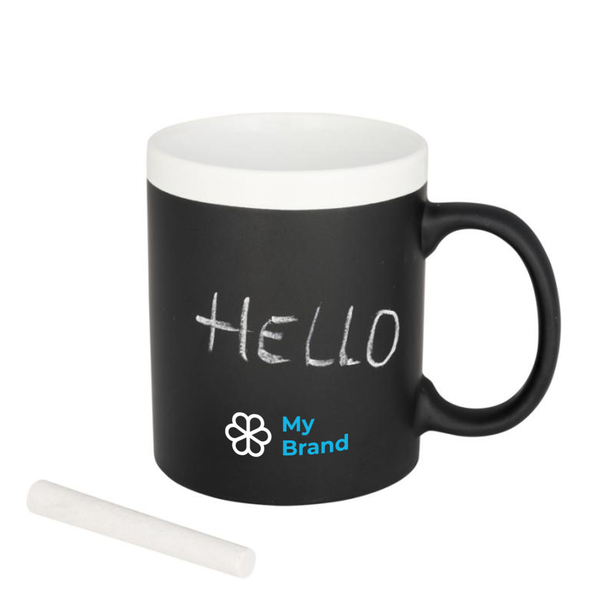 Ceramic chalkboard mug with chalk, 330 ml