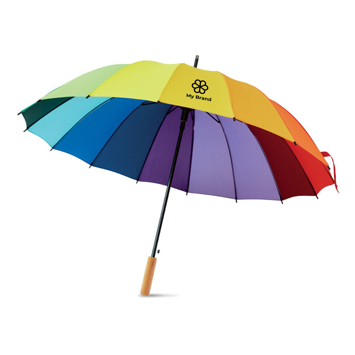 Large golf umbrella in rainbow colours, Ø 120