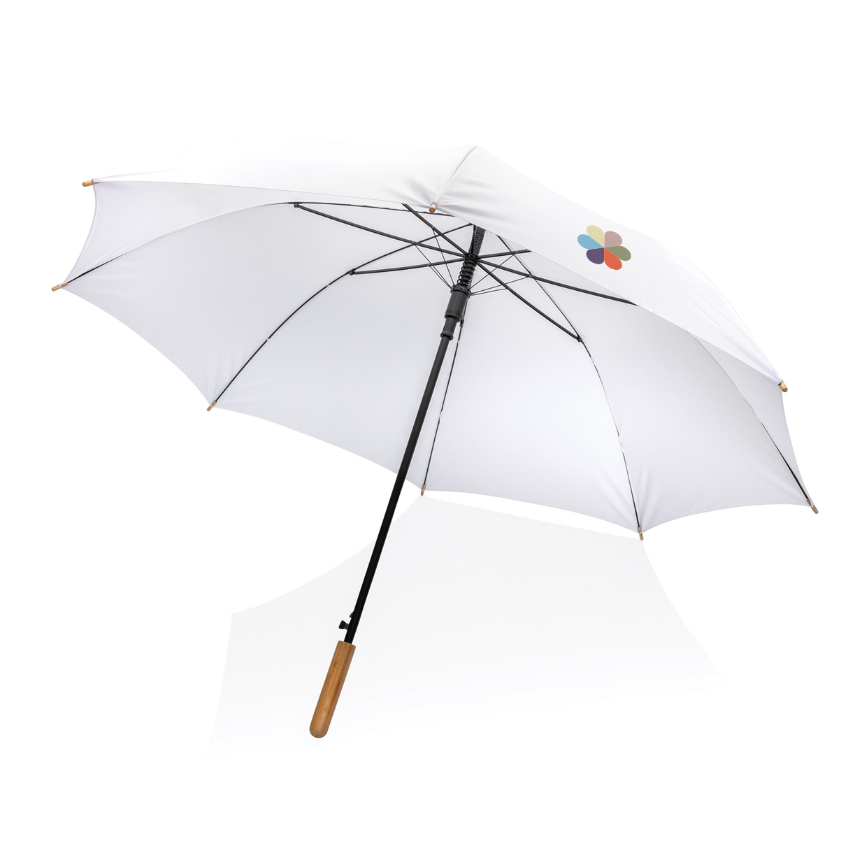 RPET pongee umbrella with bamboo handle, Ø120 cm