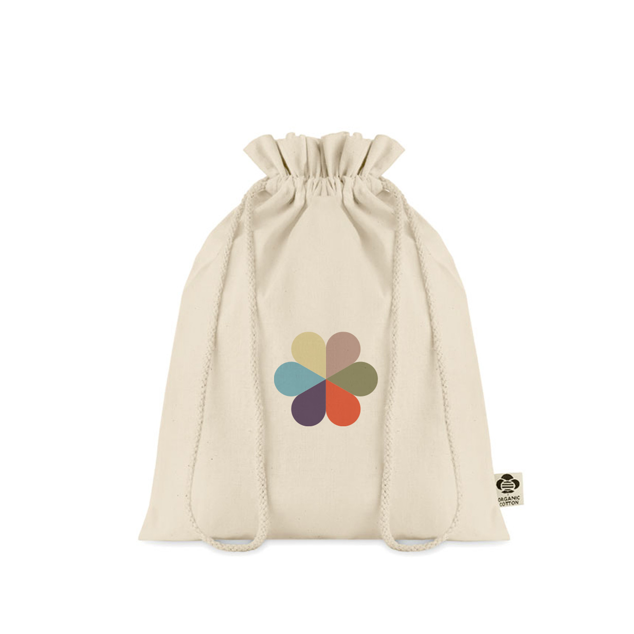 Medium organic cotton, drawstring gift bag, 105 g/m2