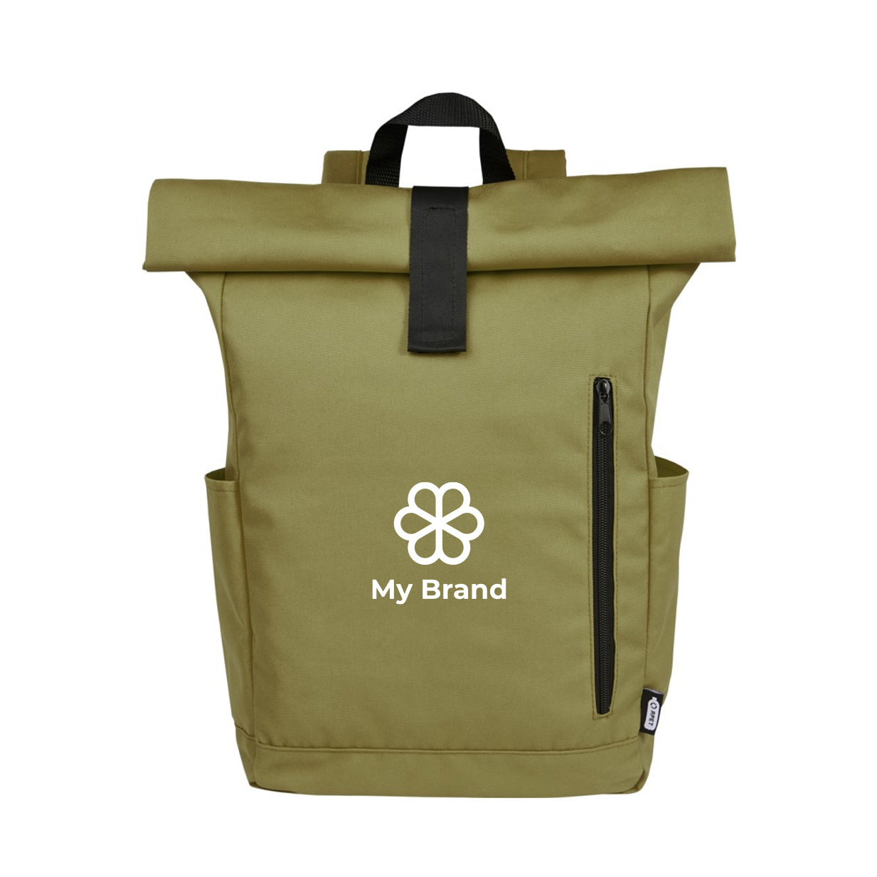 Water-resistant roll-top laptop backpack, recycled polyester 15.6"