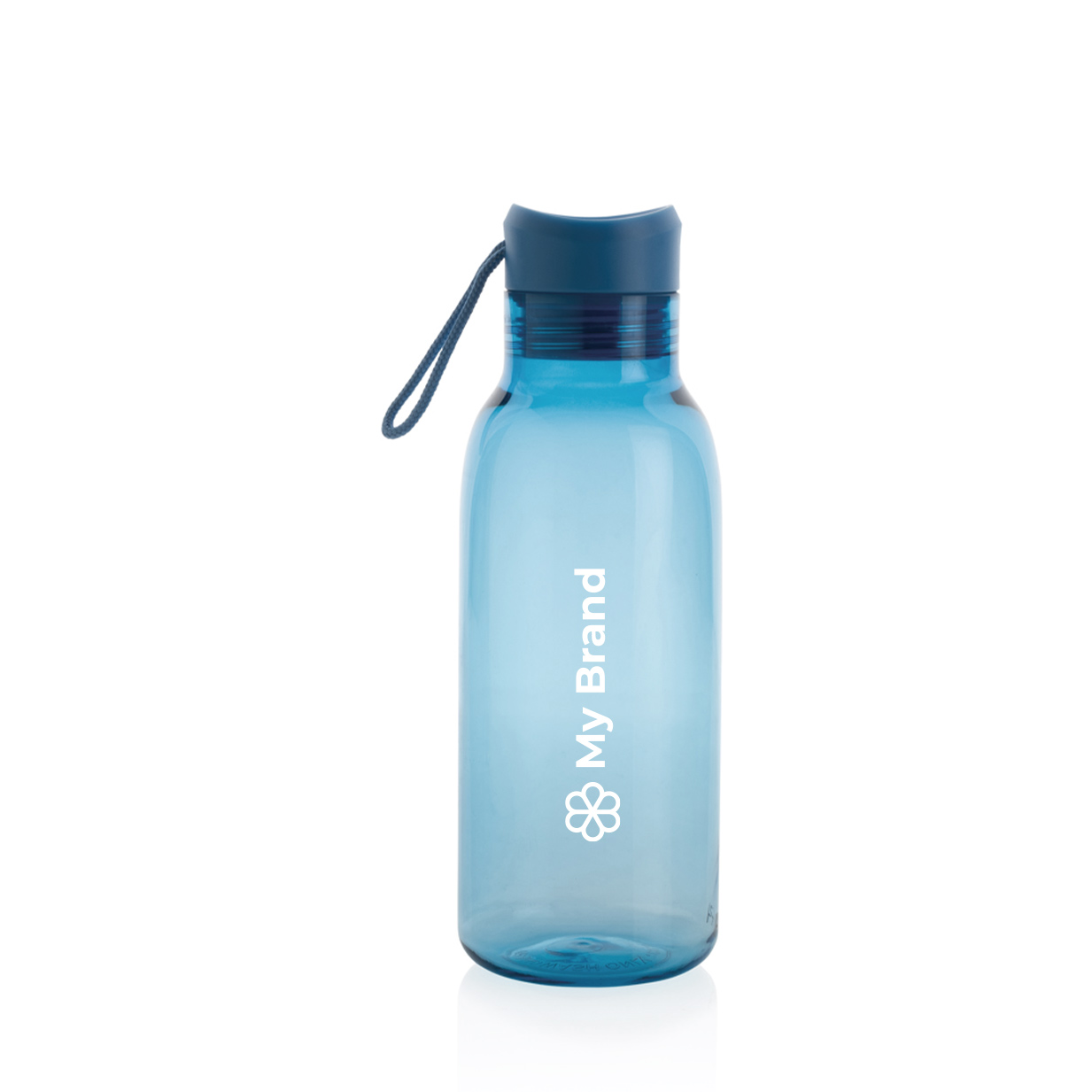 100% RPET bottle with carry handle and printed logo, 500 ml