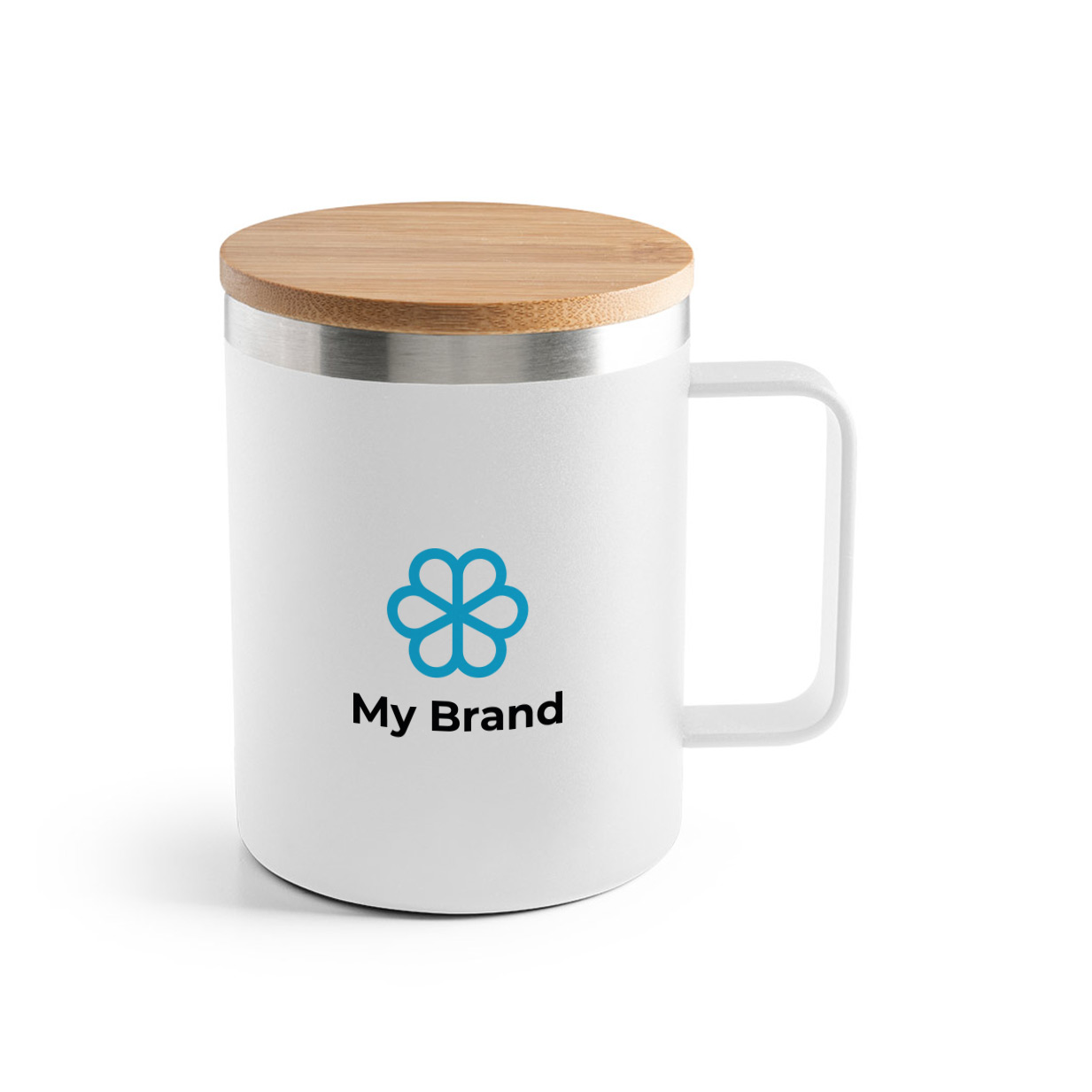 Recycled stainless steel thermos mug with bamboo lid, 420ml