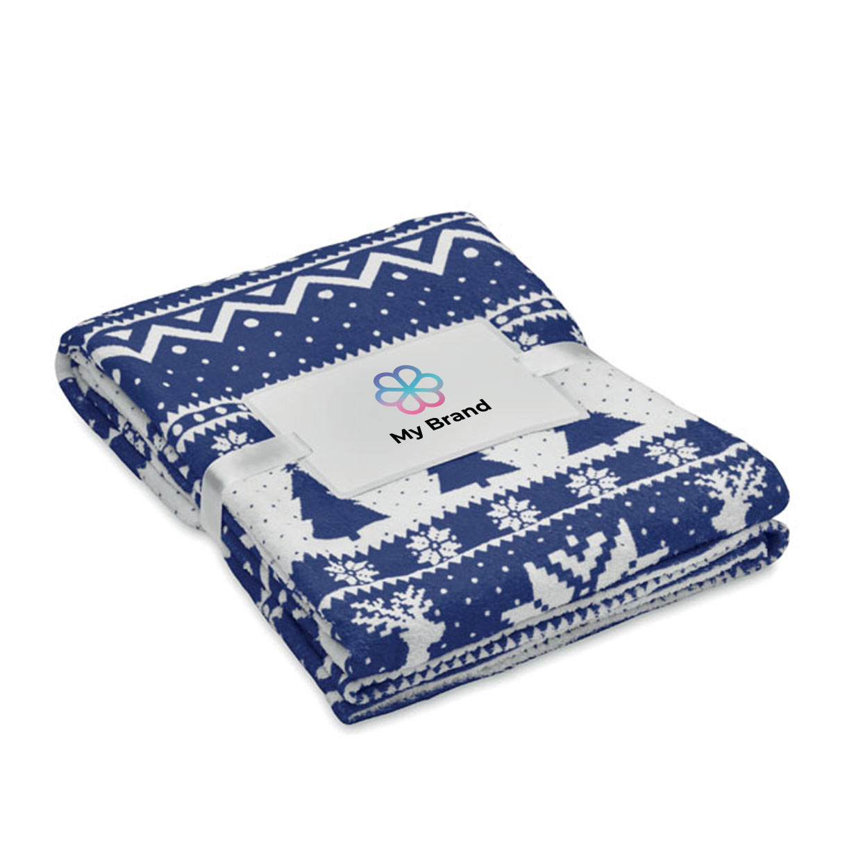 RPET fleece blanket with Christmas design and card, 190 g/m²